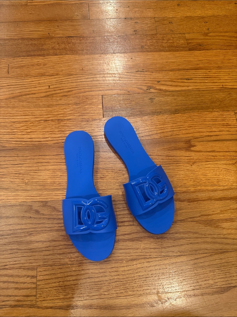 size 37Dolce & Gabbana rubber blue Logo Slide Sandals new no box